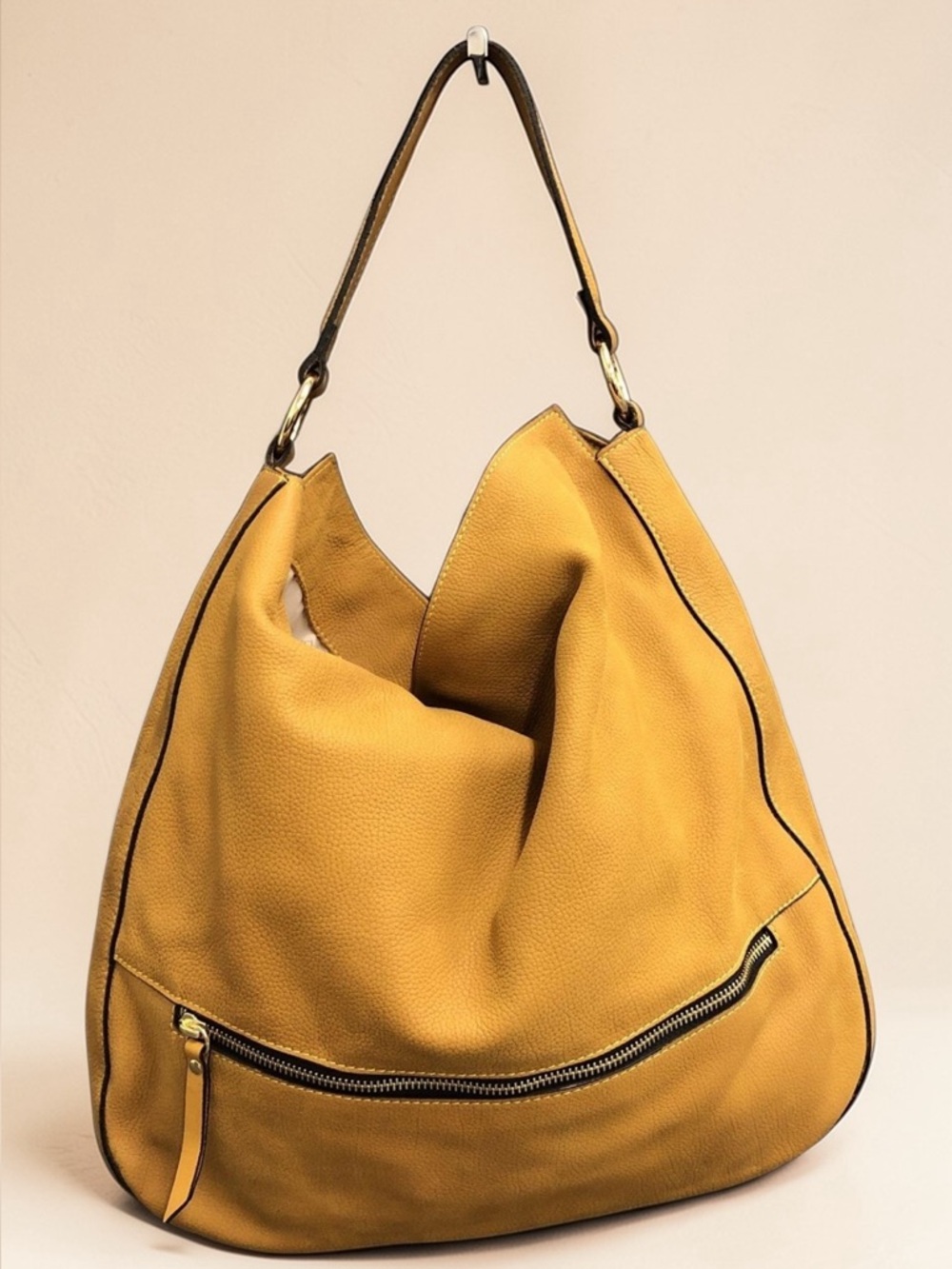 A. Bellucci Tan Leather Shoulder Hobo Handbag Large Italy - Picture 2 of 10
